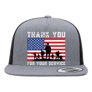 Thank You Veterans For Your Service Veterans Day Flat Bill Trucker Hat