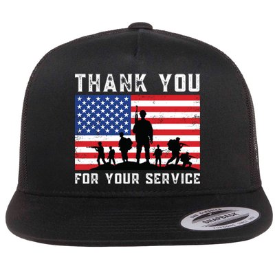 Thank You Veterans For Your Service Veterans Day Flat Bill Trucker Hat