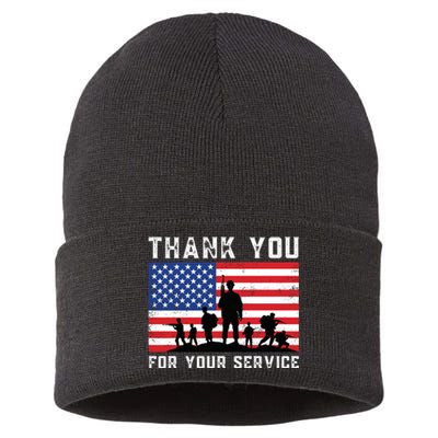 Thank You Veterans For Your Service Veterans Day Sustainable Knit Beanie