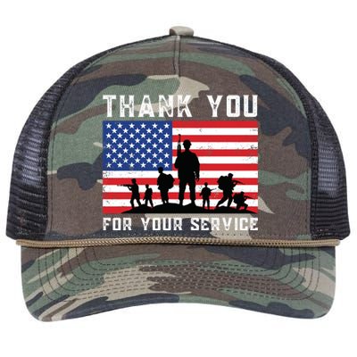 Thank You Veterans For Your Service Veterans Day Retro Rope Trucker Hat Cap