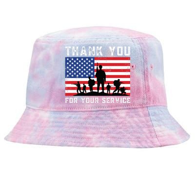 Thank You Veterans For Your Service Veterans Day Tie-Dyed Bucket Hat