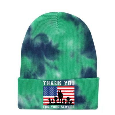 Thank You Veterans For Your Service Veterans Day Tie Dye 12in Knit Beanie