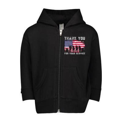 Thank You Veterans For Your Service Veterans Day Toddler Zip Fleece Hoodie