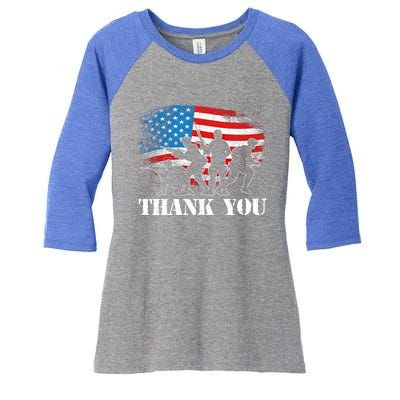 Thank You! Veterans Day And Memorial Day Partiotic Military Gift Women's Tri-Blend 3/4-Sleeve Raglan Shirt