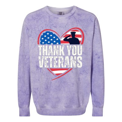 Thank You Veterans Day Memorial Day Partiotic Military Usa Colorblast Crewneck Sweatshirt