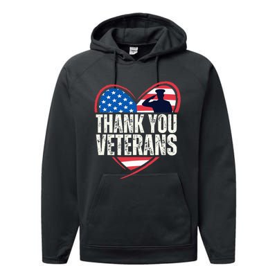 Thank You Veterans Day Memorial Day Partiotic Military Usa Performance Fleece Hoodie