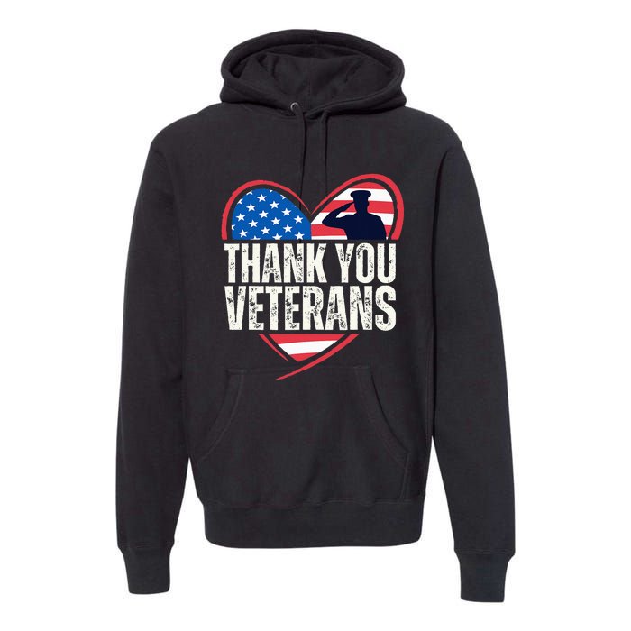 Thank You Veterans Day Memorial Day Partiotic Military Usa Premium Hoodie