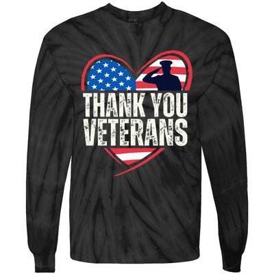 Thank You Veterans Day Memorial Day Partiotic Military Usa Tie-Dye Long Sleeve Shirt