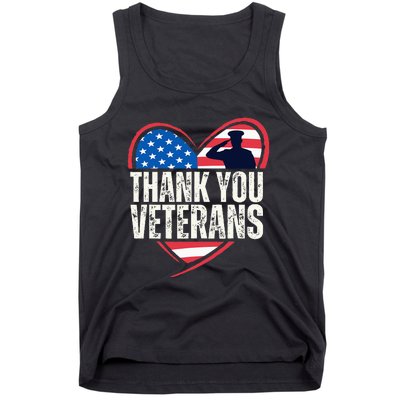 Thank You Veterans Day Memorial Day Partiotic Military Usa Tank Top