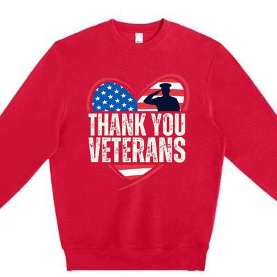 Thank You Veterans Day Memorial Day Partiotic Military Usa Premium Crewneck Sweatshirt