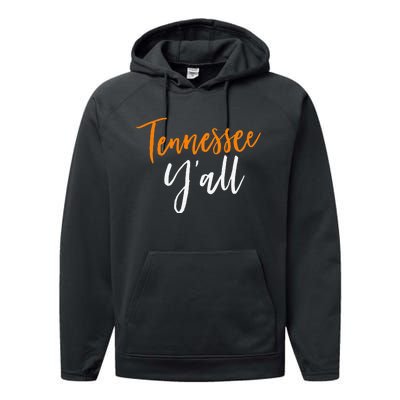 Tennessee YAll Vintage Fall Southern Cute Sports Gift Performance Fleece Hoodie