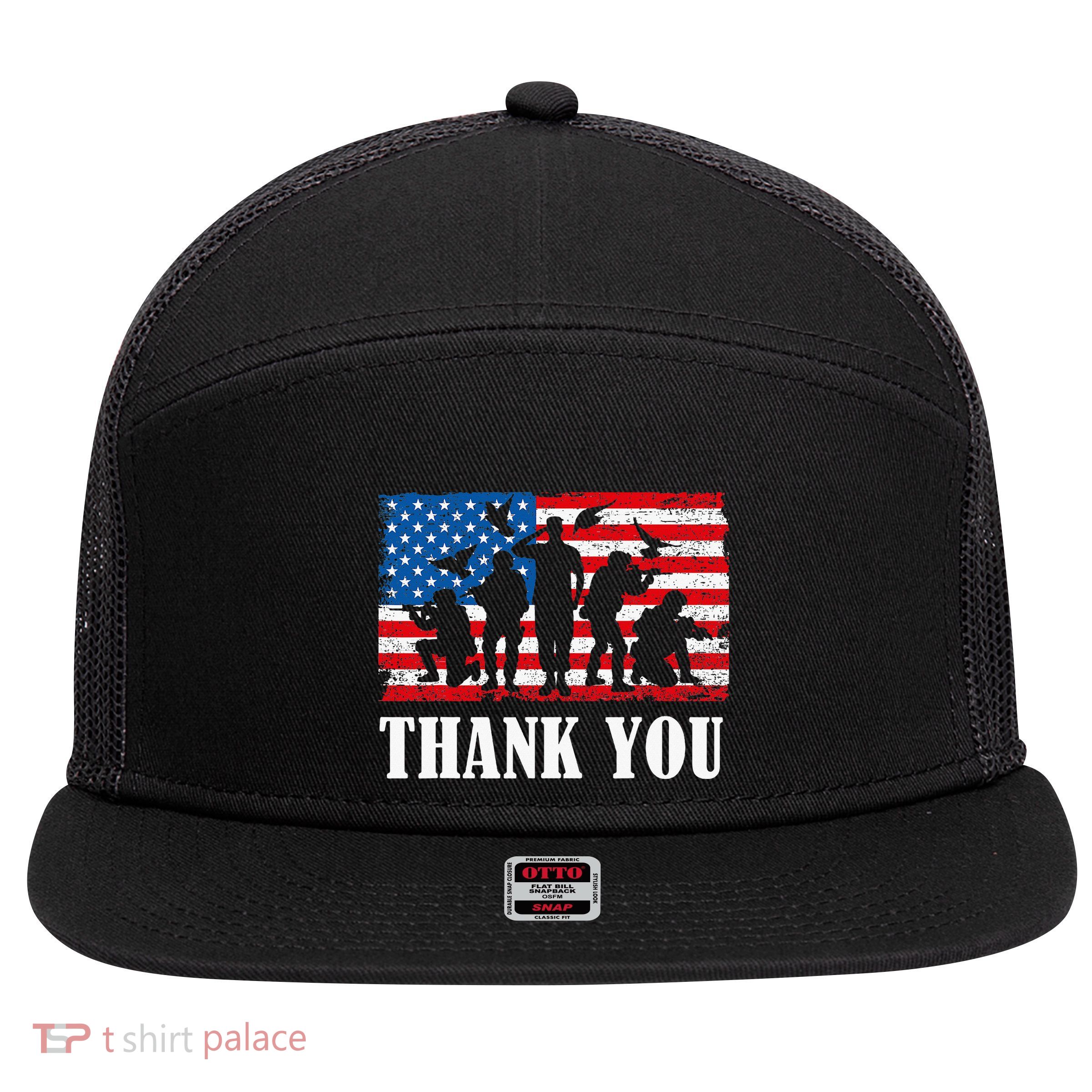 Thank You! Veterans Day & Memorial Day Partiotic Military 7 Panel Mesh Trucker Snapback Hat