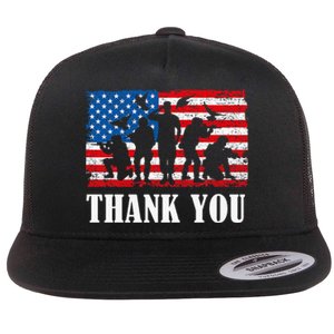 Thank You! Veterans Day & Memorial Day Partiotic Military Flat Bill Trucker Hat