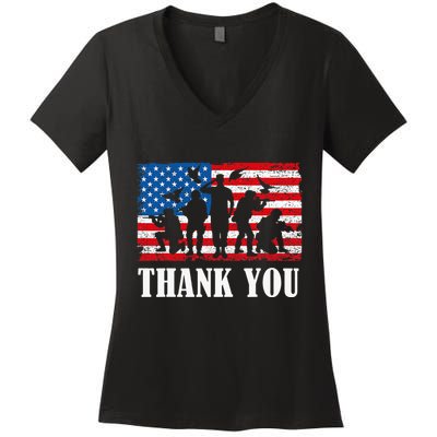 Thank You! Veterans Day & Memorial Day Partiotic Military Women's V-Neck T-Shirt