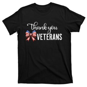 Thank You Veterans Patriotic Coquette Bow Veterans Day 2024 T-Shirt