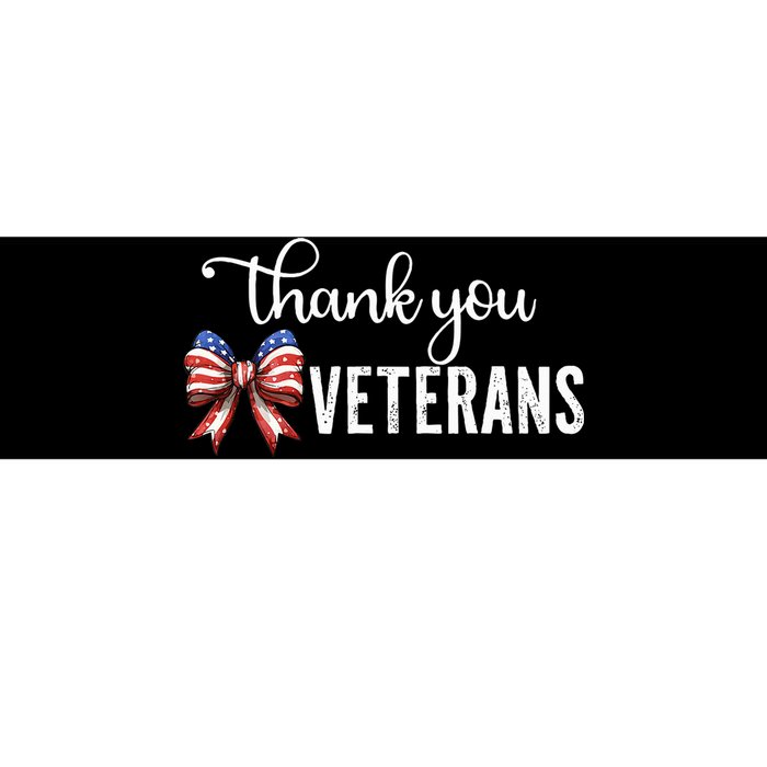 Thank You Veterans Patriotic Coquette Bow Veterans Day 2024 Bumper Sticker