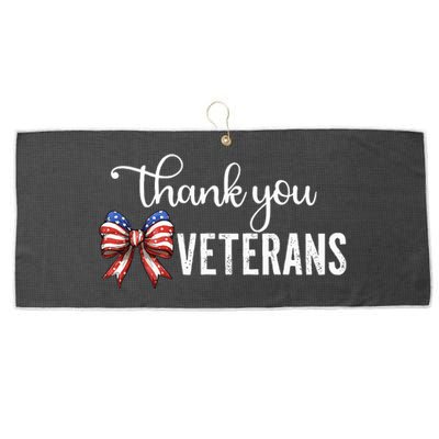 Thank You Veterans Patriotic Coquette Bow Veterans Day 2024 Large Microfiber Waffle Golf Towel