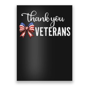 Thank You Veterans Patriotic Coquette Bow Veterans Day 2024 Poster