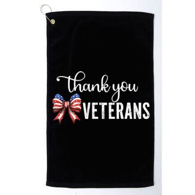 Thank You Veterans Patriotic Coquette Bow Veterans Day 2024 Platinum Collection Golf Towel