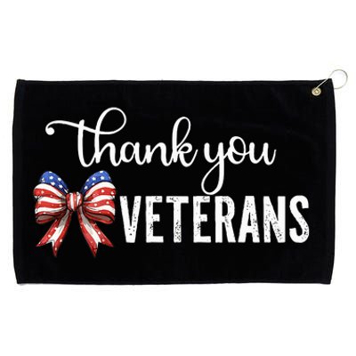 Thank You Veterans Patriotic Coquette Bow Veterans Day 2024 Grommeted Golf Towel