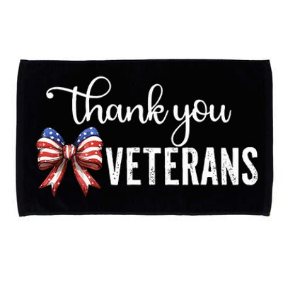 Thank You Veterans Patriotic Coquette Bow Veterans Day 2024 Microfiber Hand Towel