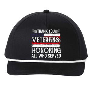 Thank You Veterans Day Honoring All Who Served Us Flag Snapback Five-Panel Rope Hat