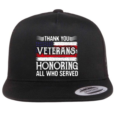 Thank You Veterans Day Honoring All Who Served Us Flag Flatbill Hat