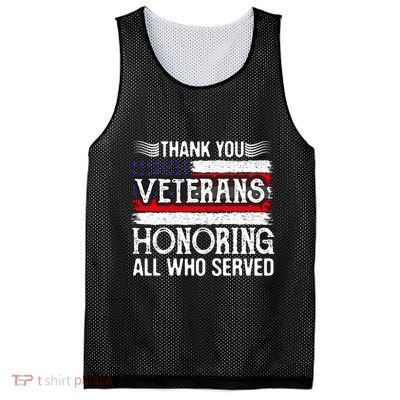 Thank You Veterans Day Honoring All Who Served Us Flag Mesh Reversible Basketball Jersey Tank