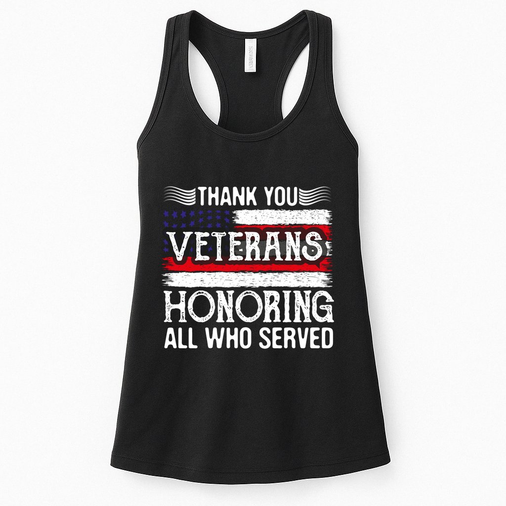 Thank You Veterans Day Honoring All Who Served Us Flag Womens Tank Top