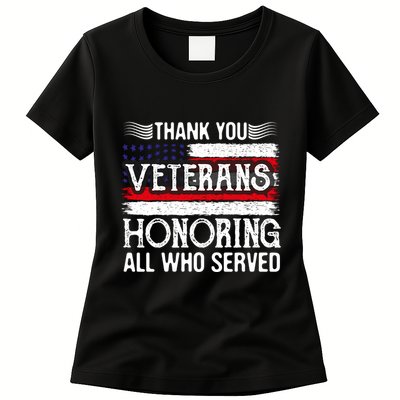 Thank You Veterans Day Honoring All Who Served Us Flag Womens T-Shirt