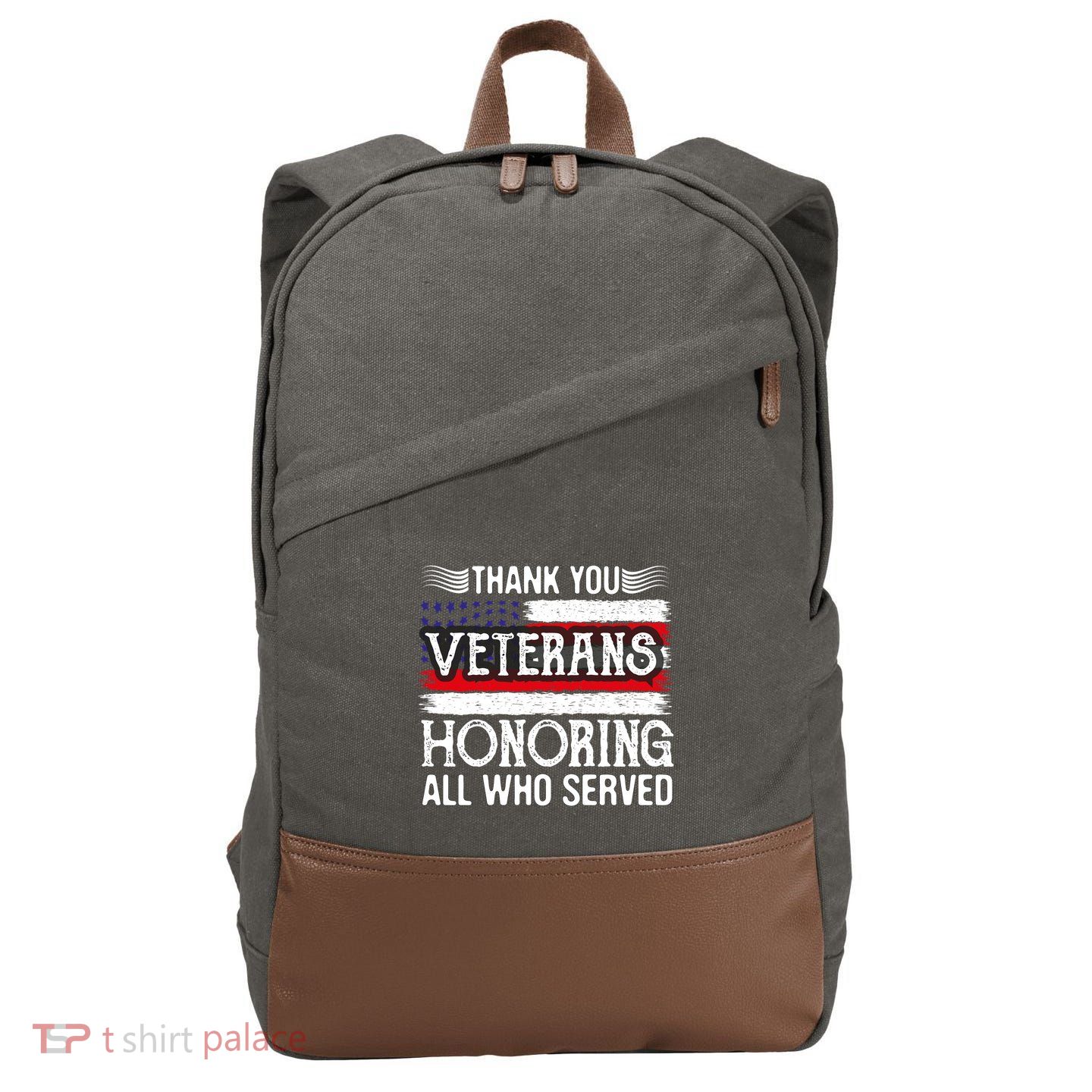 Thank You Veterans Day Honoring All Who Served Us Flag Cotton Canvas Backpack