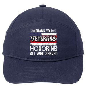 Thank You Veterans Day Honoring All Who Served Us Flag 7-Panel Snapback Hat