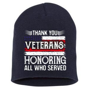 Thank You Veterans Day Honoring All Who Served Us Flag Short Acrylic Beanie