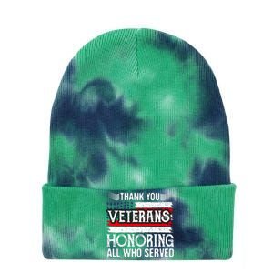 Thank You Veterans Day Honoring All Who Served Us Flag Tie Dye 12in Knit Beanie