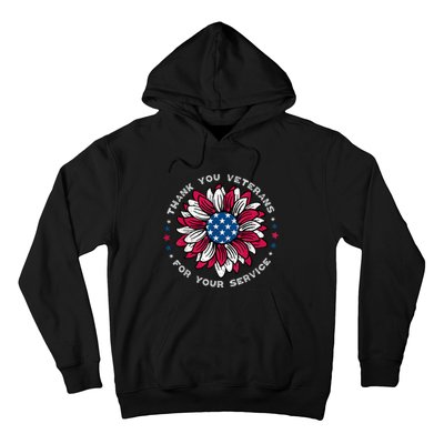 Thank You Veterans Sunflower Military Veterans Day Tribute Hoodie