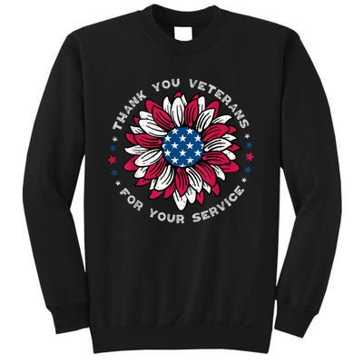 Thank You Veterans Sunflower Military Veterans Day Tribute Sweatshirt