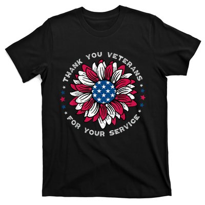 Thank You Veterans Sunflower Military Veterans Day Tribute T-Shirt