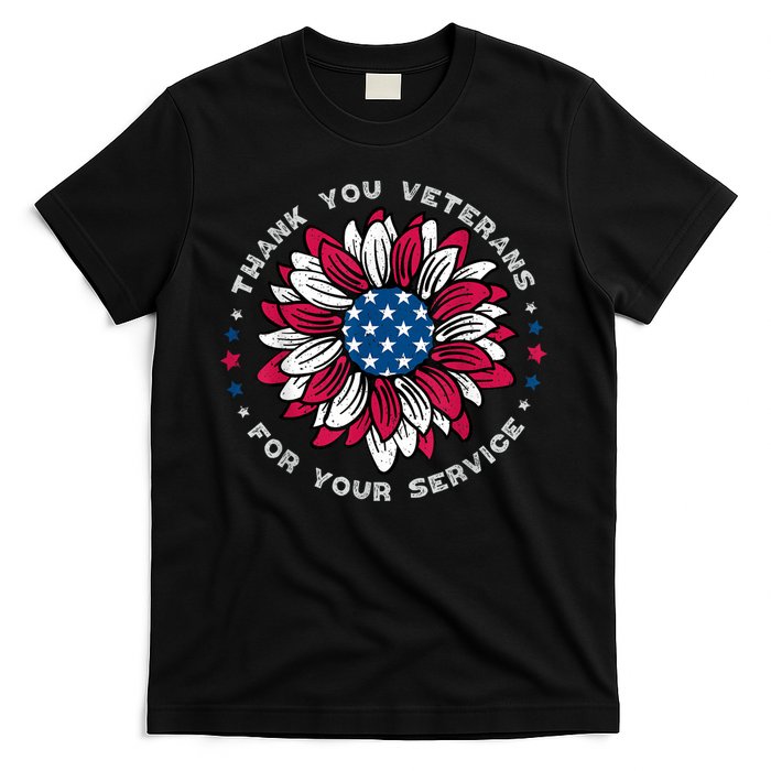 Thank You Veterans Sunflower Military Veterans Day Tribute T-Shirt