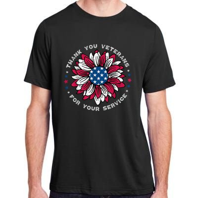 Thank You Veterans Sunflower Military Veterans Day Tribute Adult ChromaSoft Performance T-Shirt