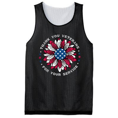 Thank You Veterans Sunflower Military Veterans Day Tribute Mesh Reversible Basketball Jersey Tank