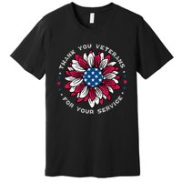 Thank You Veterans Sunflower Military Veterans Day Tribute Premium T-Shirt