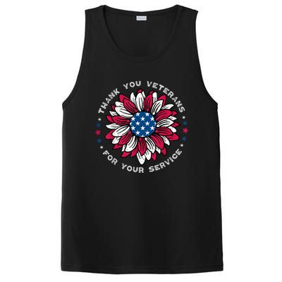 Thank You Veterans Sunflower Military Veterans Day Tribute PosiCharge Competitor Tank