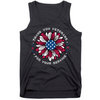 Thank You Veterans Sunflower Military Veterans Day Tribute Tank Top