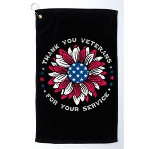 Thank You Veterans Sunflower Military Veterans Day Tribute Platinum Collection Golf Towel