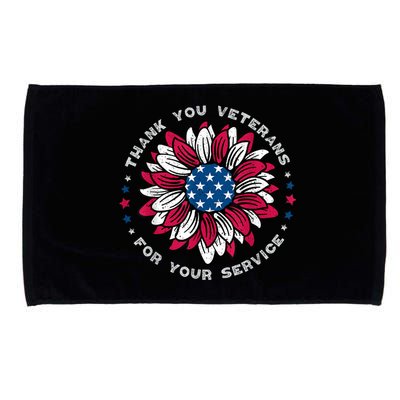 Thank You Veterans Sunflower Military Veterans Day Tribute Microfiber Hand Towel