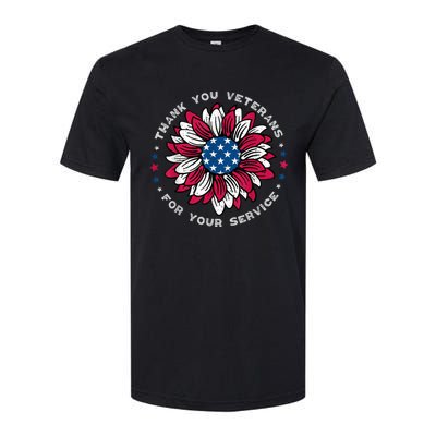 Thank You Veterans Sunflower Military Veterans Day Tribute Softstyle CVC T-Shirt