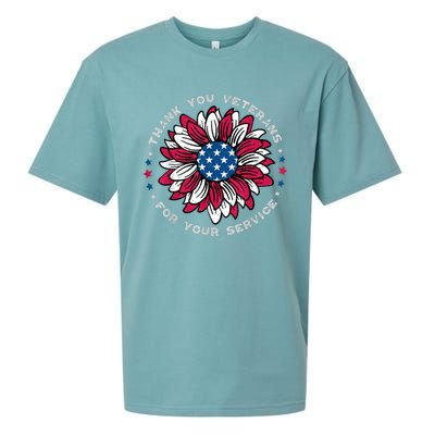 Thank You Veterans Sunflower Military Veterans Day Tribute Sueded Cloud Jersey T-Shirt