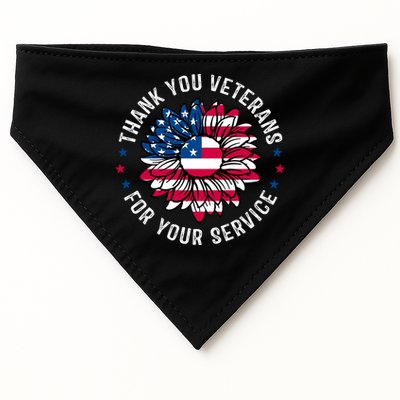 Thank You Veterans For You Service Usa Floral USA-Made Doggie Bandana
