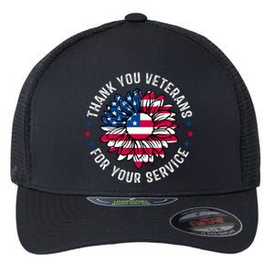 Thank You Veterans For You Service Usa Floral Flexfit Unipanel Trucker Cap