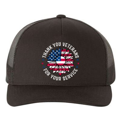 Thank You Veterans For You Service Usa Floral Yupoong Adult 5-Panel Trucker Hat